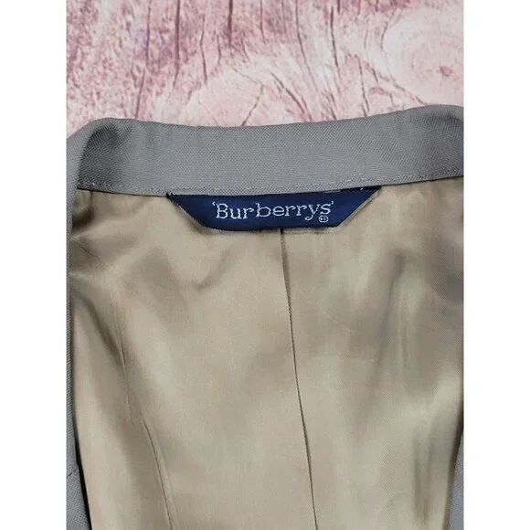 Burberry Men 100% Wool Tweed Tan Herringbone Blazer Jacket Lined - Picture 9 of 16